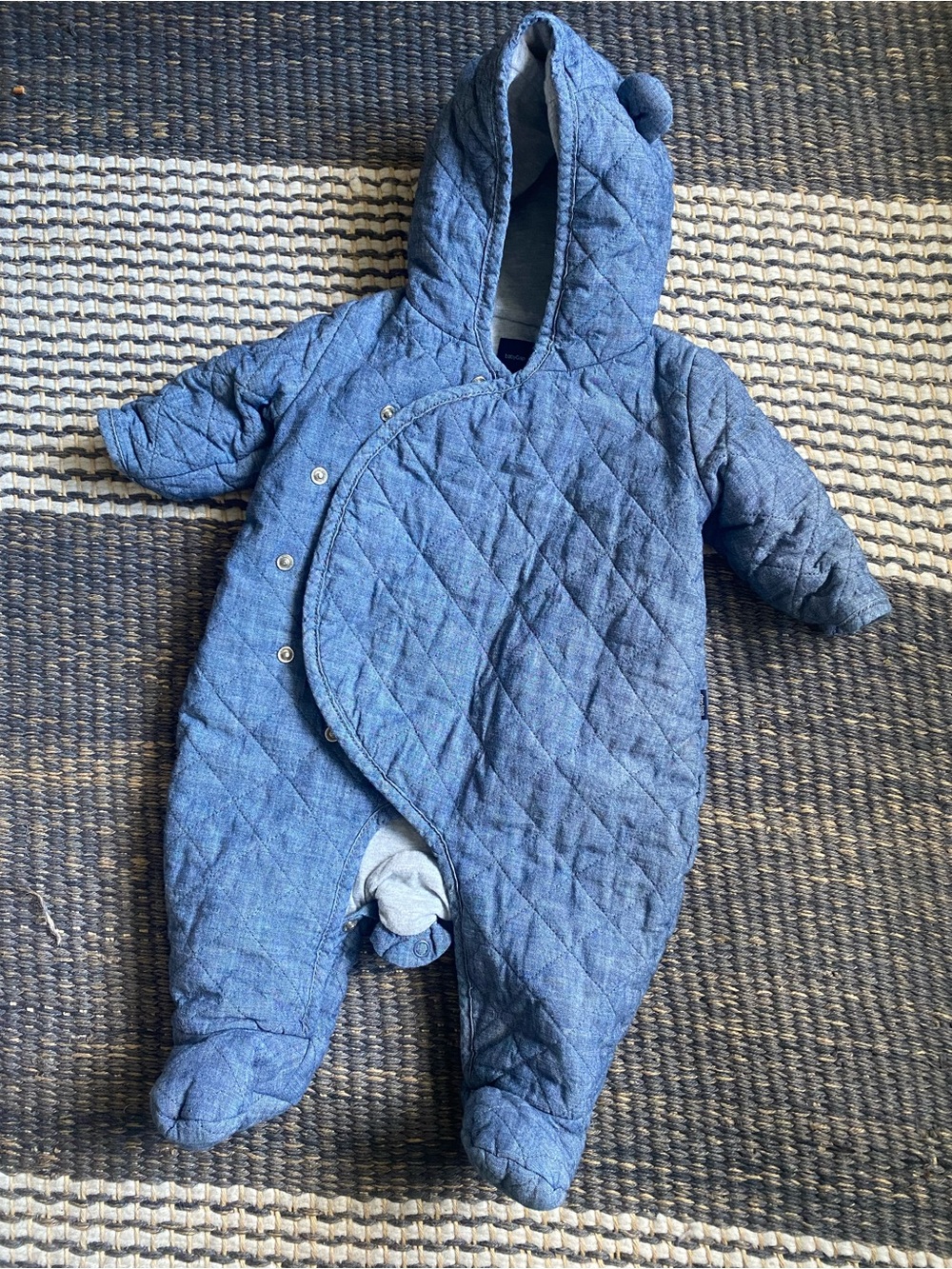 GAP babyGap Blue Chambray Quilted Snowsuit (3-6 months)